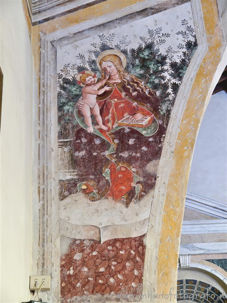 Trezzano sul Naviglio (Milan, Italy) - Fresco of Virgin with Child in the Church of Sant'Ambrogio